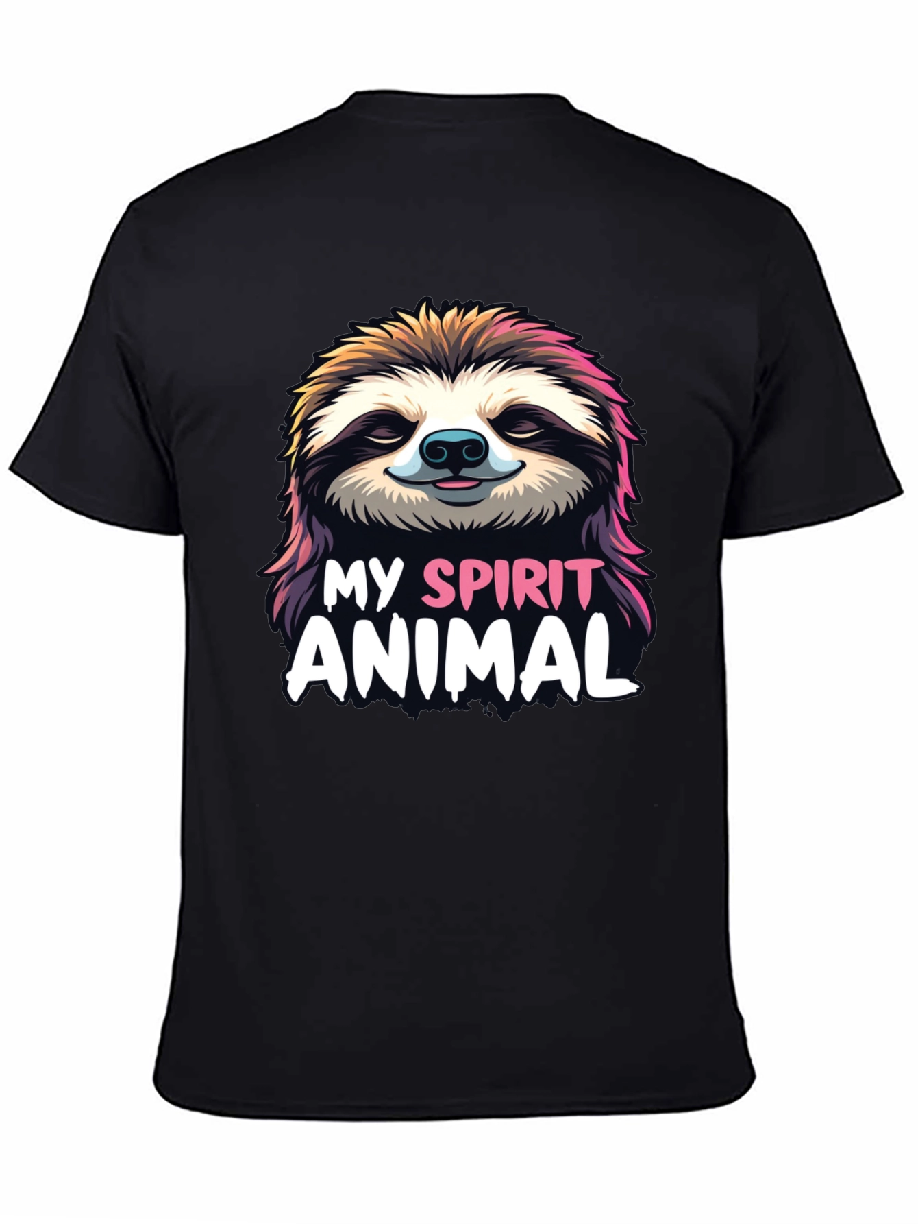 Camiseta Negra con Diseño de Perezoso My Spirit Animal
