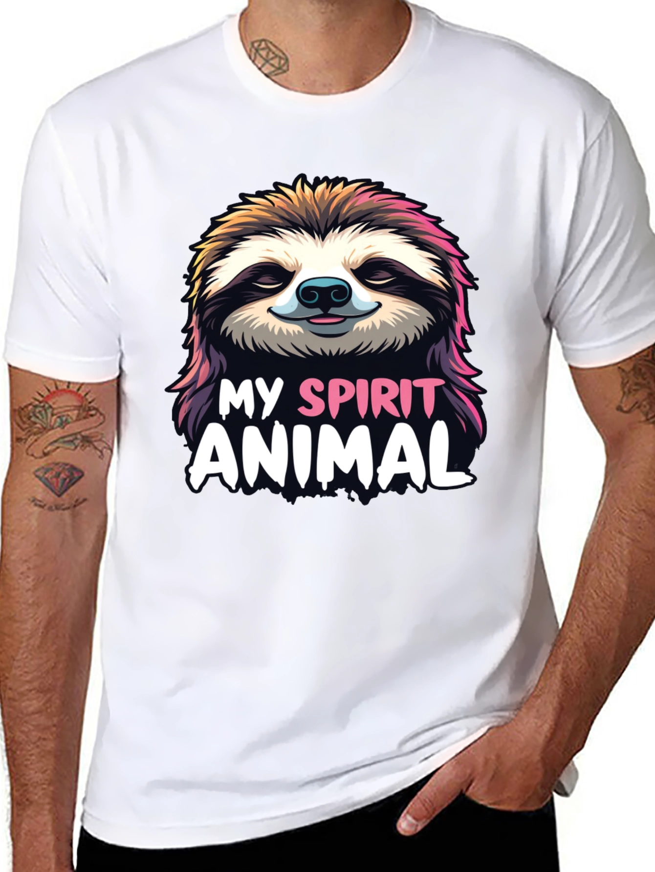 Camiseta Negra con Diseño de Perezoso My Spirit Animal