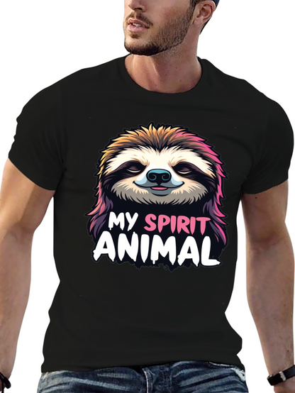 Camiseta Negra con Diseño de Perezoso My Spirit Animal