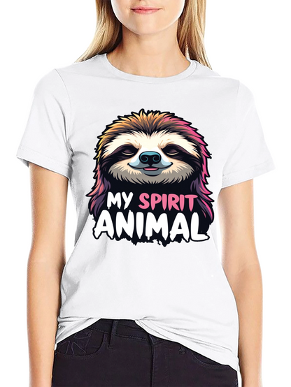 Camiseta Negra con Diseño de Perezoso My Spirit Animal