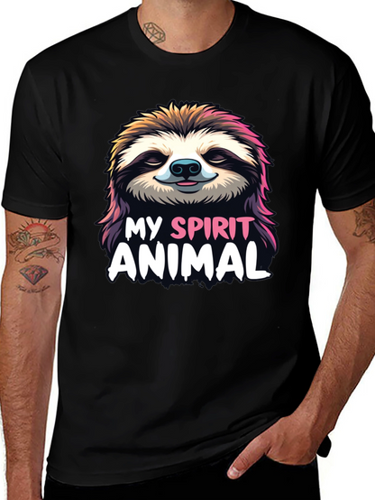 Camiseta Negra con Diseño de Perezoso My Spirit Animal