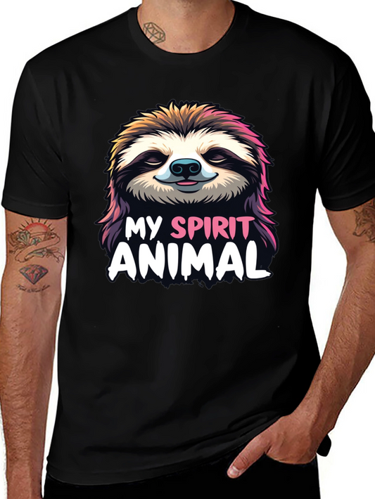 Camiseta Negra con Diseño de Perezoso My Spirit Animal