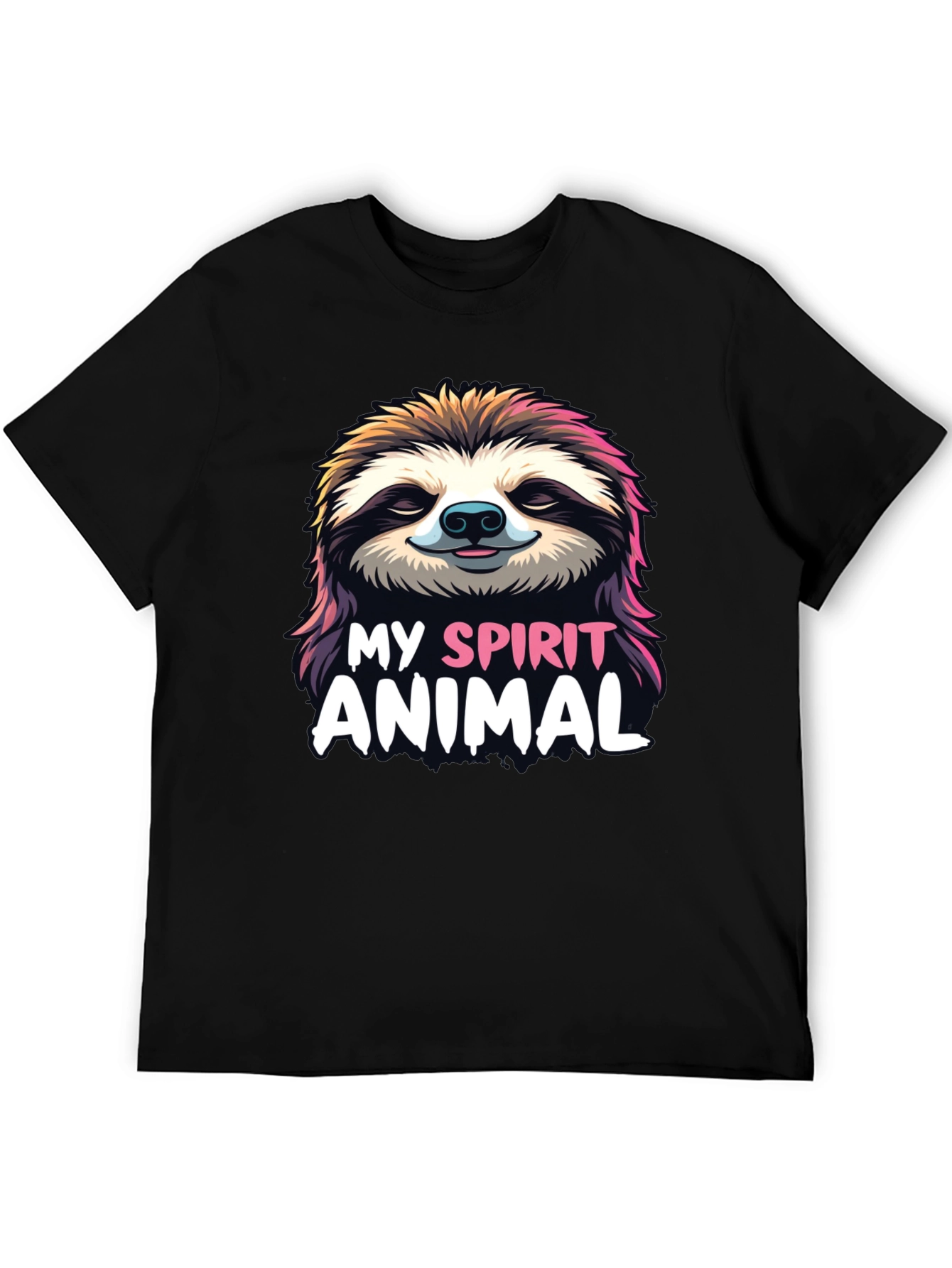 Camiseta Negra con Diseño de Perezoso My Spirit Animal