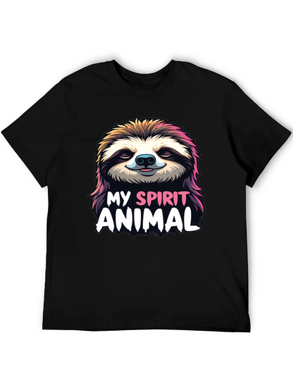 Camiseta Negra con Diseño de Perezoso My Spirit Animal