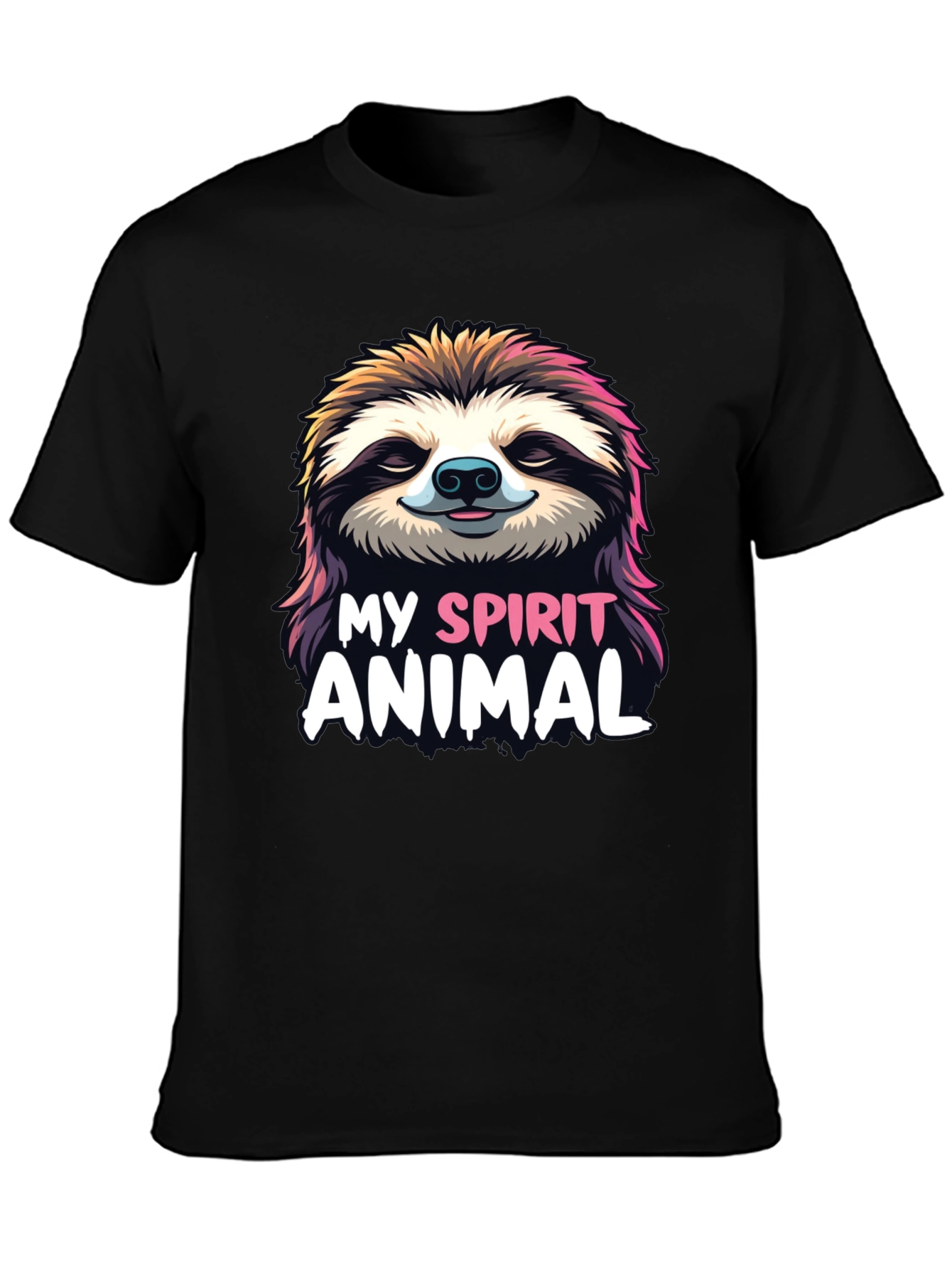 Camiseta Negra con Diseño de Perezoso My Spirit Animal