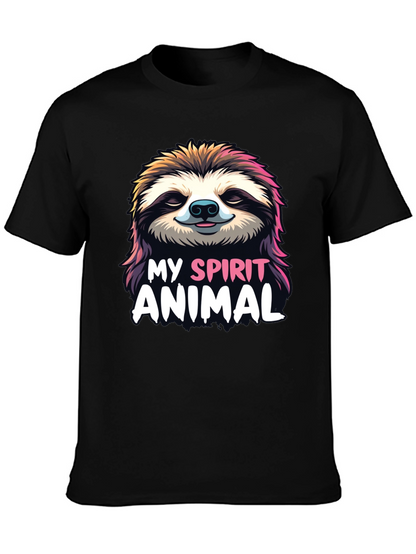 Camiseta Negra con Diseño de Perezoso My Spirit Animal