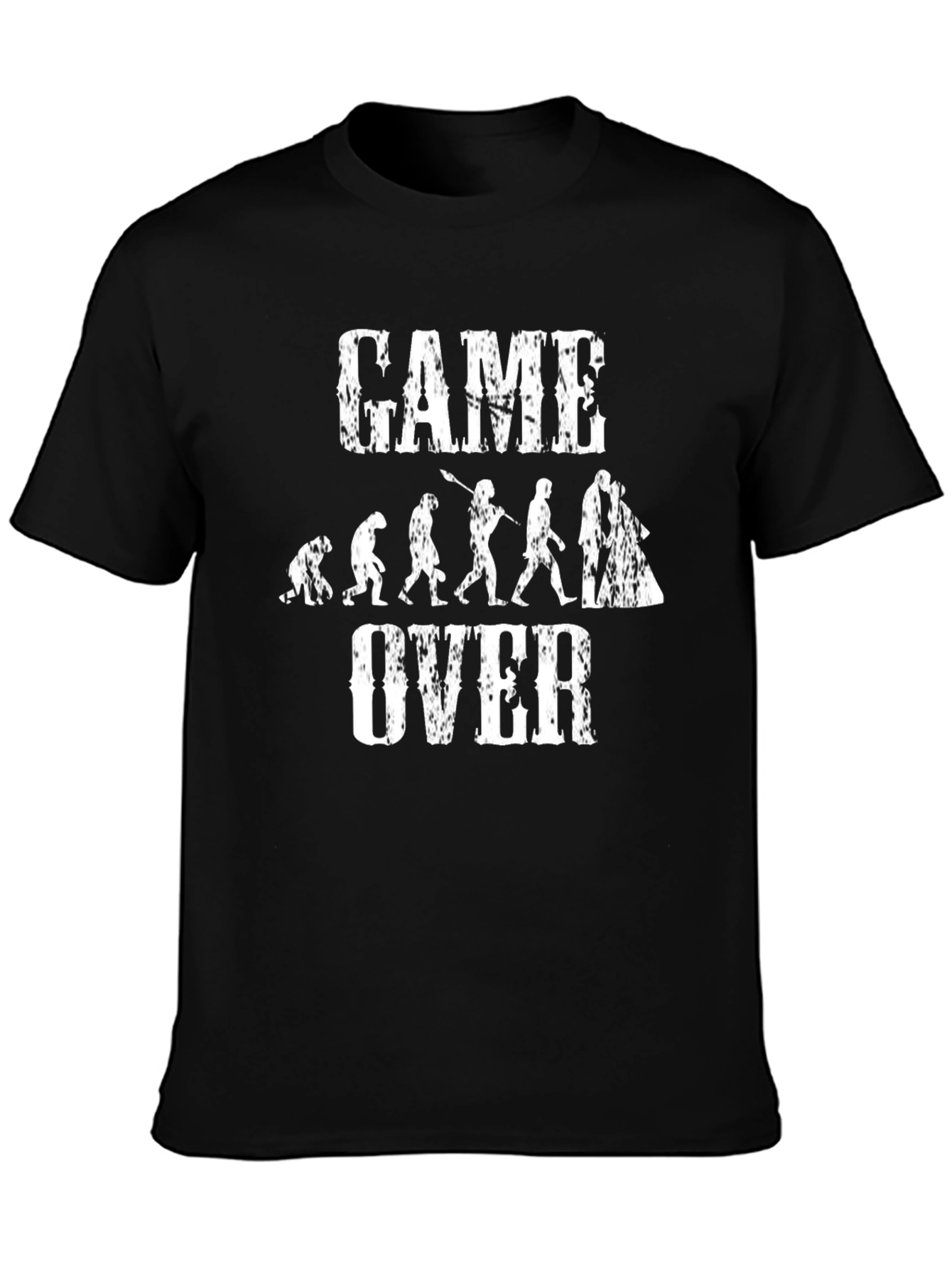 Camiseta Hombre Negra Game Over Evolución Novios