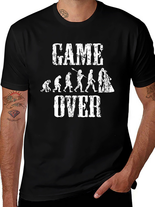 Camiseta Hombre Negra Game Over Evolución Novios