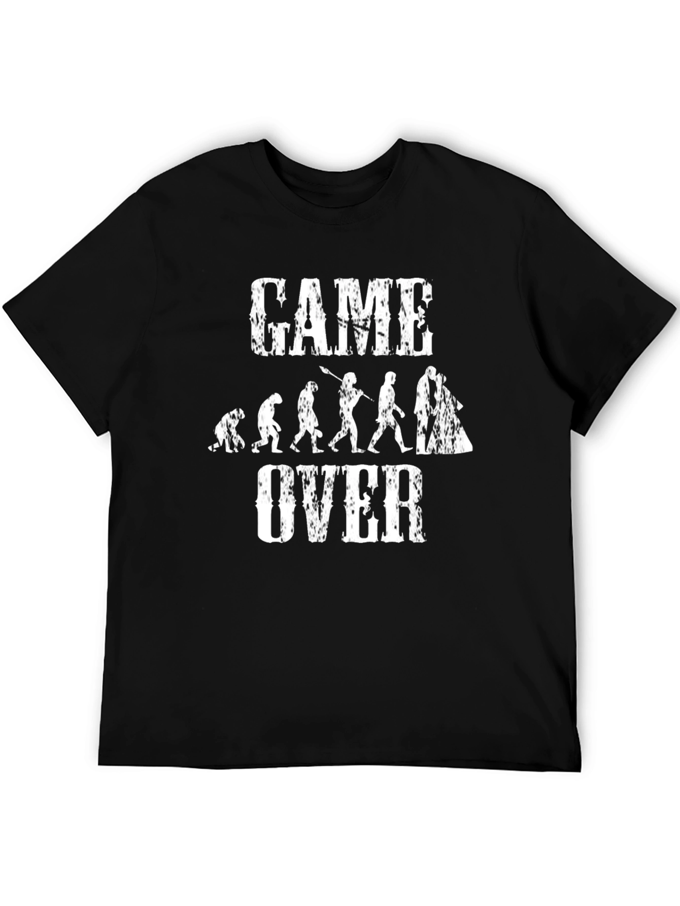 Camiseta Hombre Negra Game Over Evolución Novios