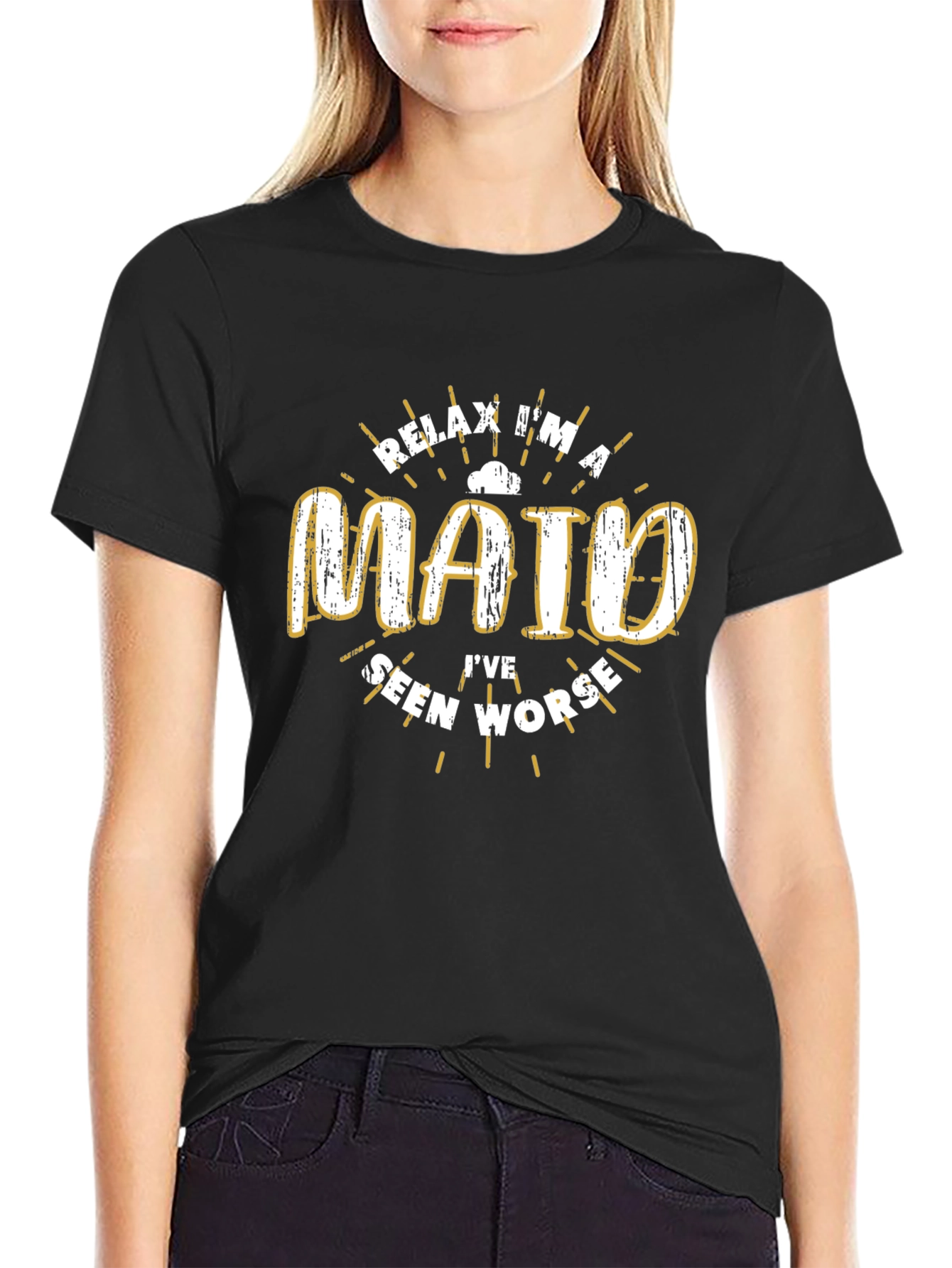 Camiseta Negra con Diseño Relax Im a Maid