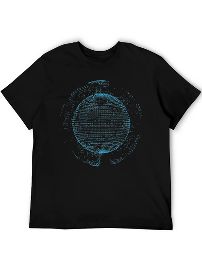 Camiseta Negra Hombre Diseño Esfera Azul