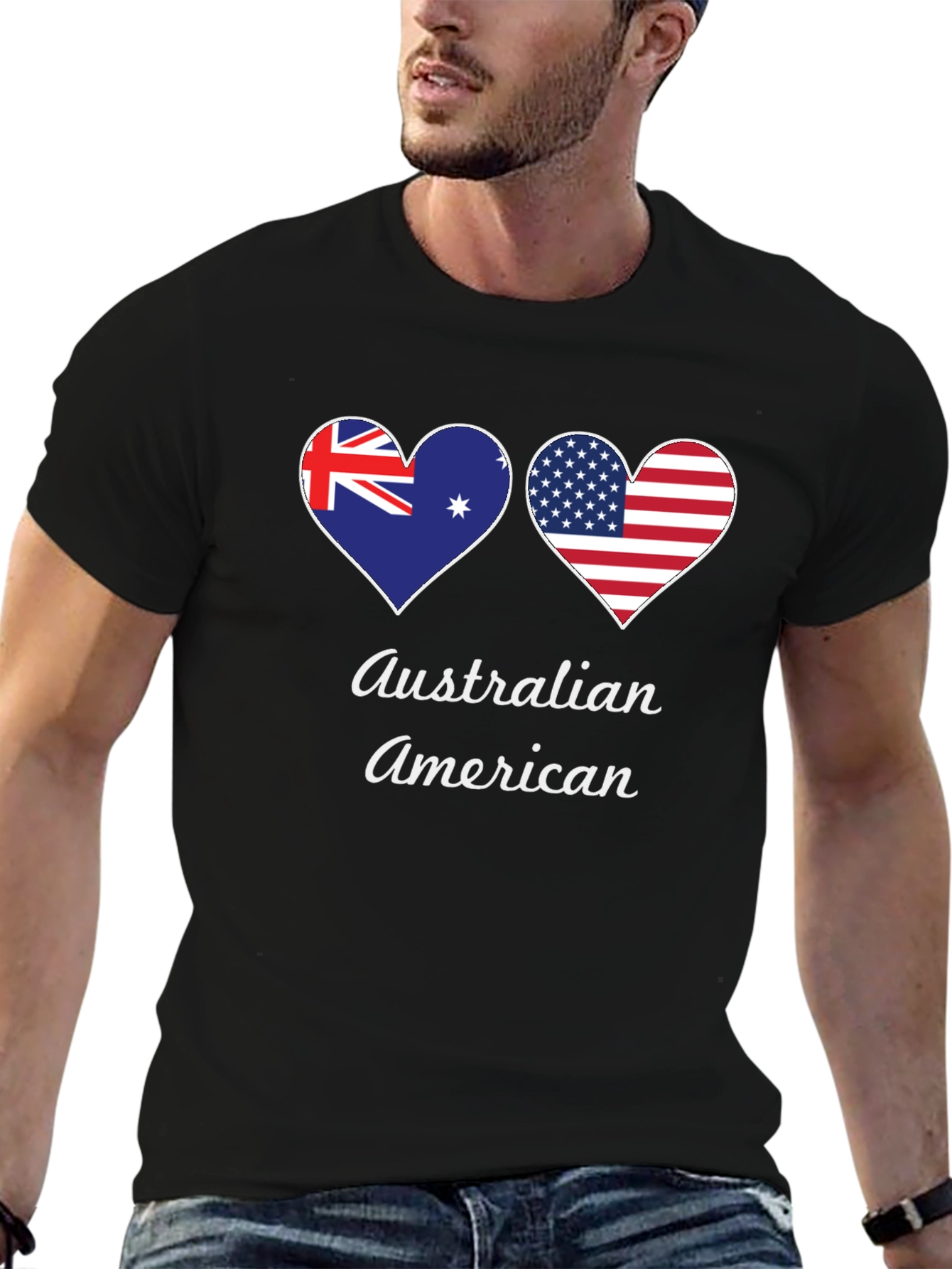 Camiseta Negra Corazón Australia-EEUU
