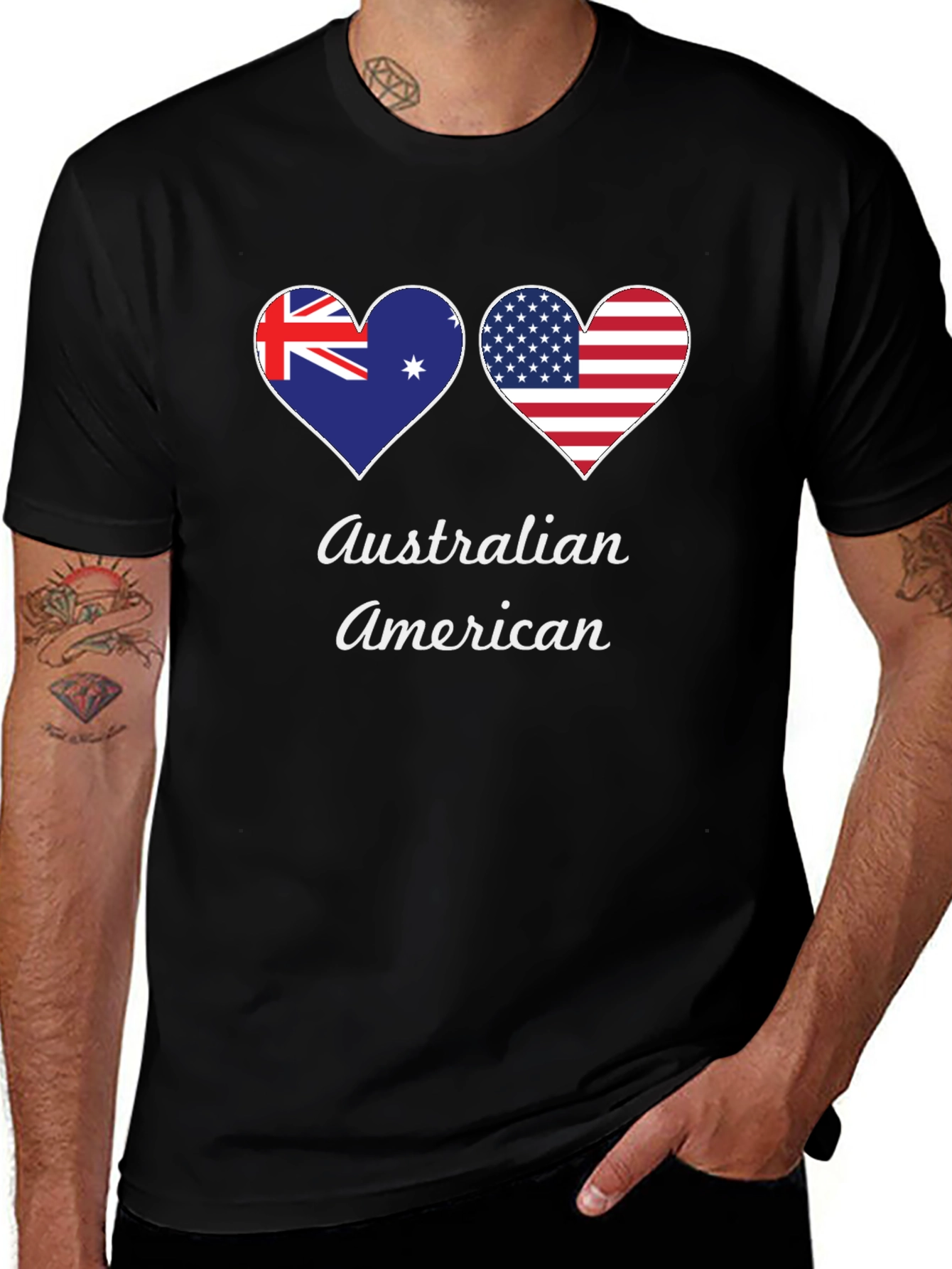 Camiseta Negra Corazón Australia-EEUU