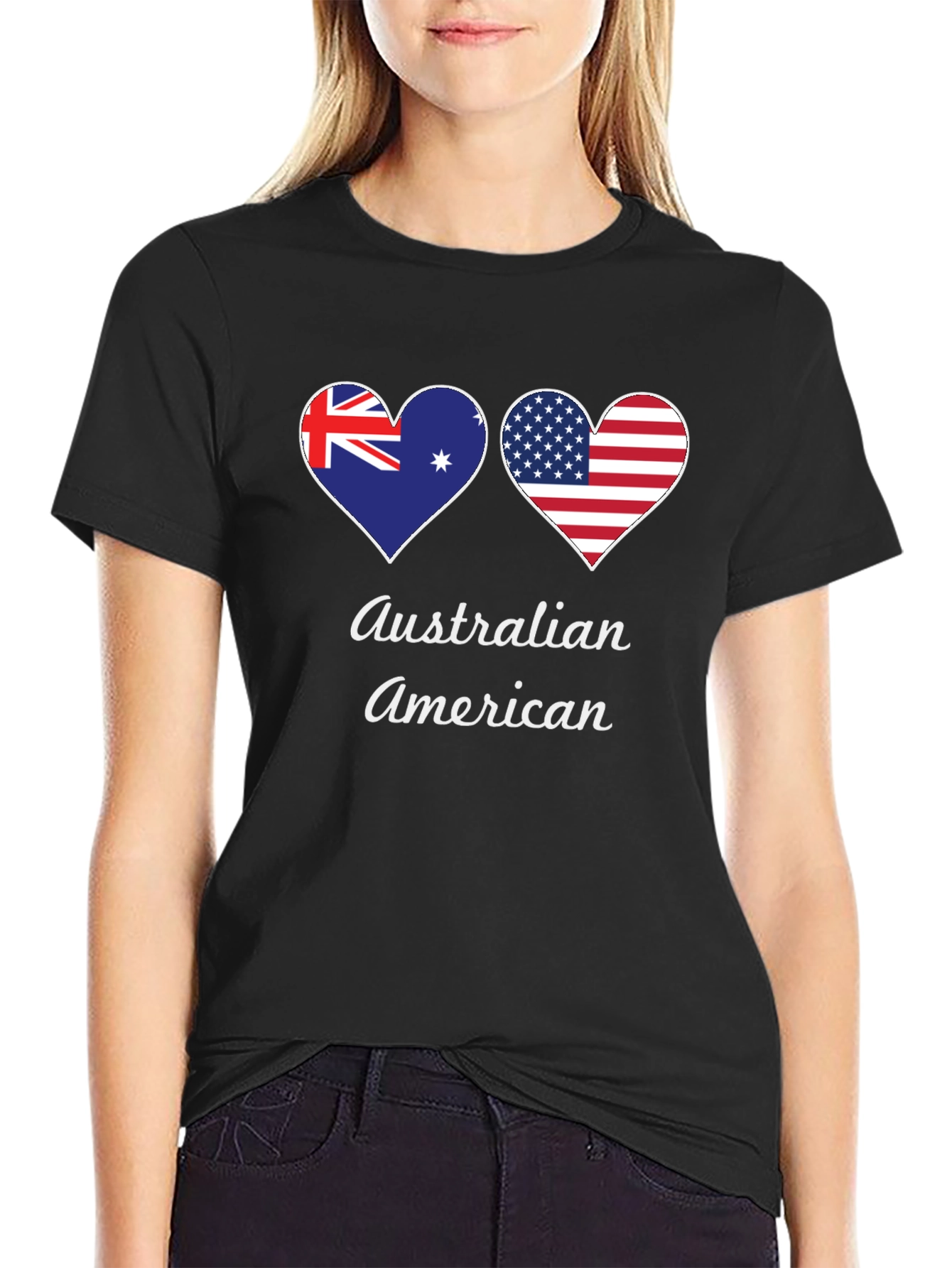 Camiseta Negra Corazón Australia-EEUU