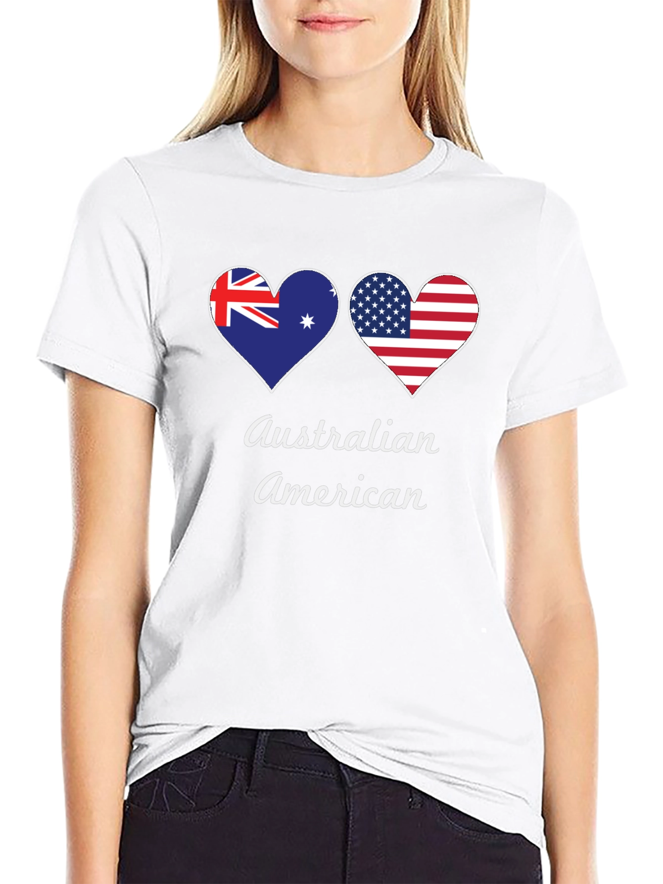 Camiseta Negra Corazón Australia-EEUU