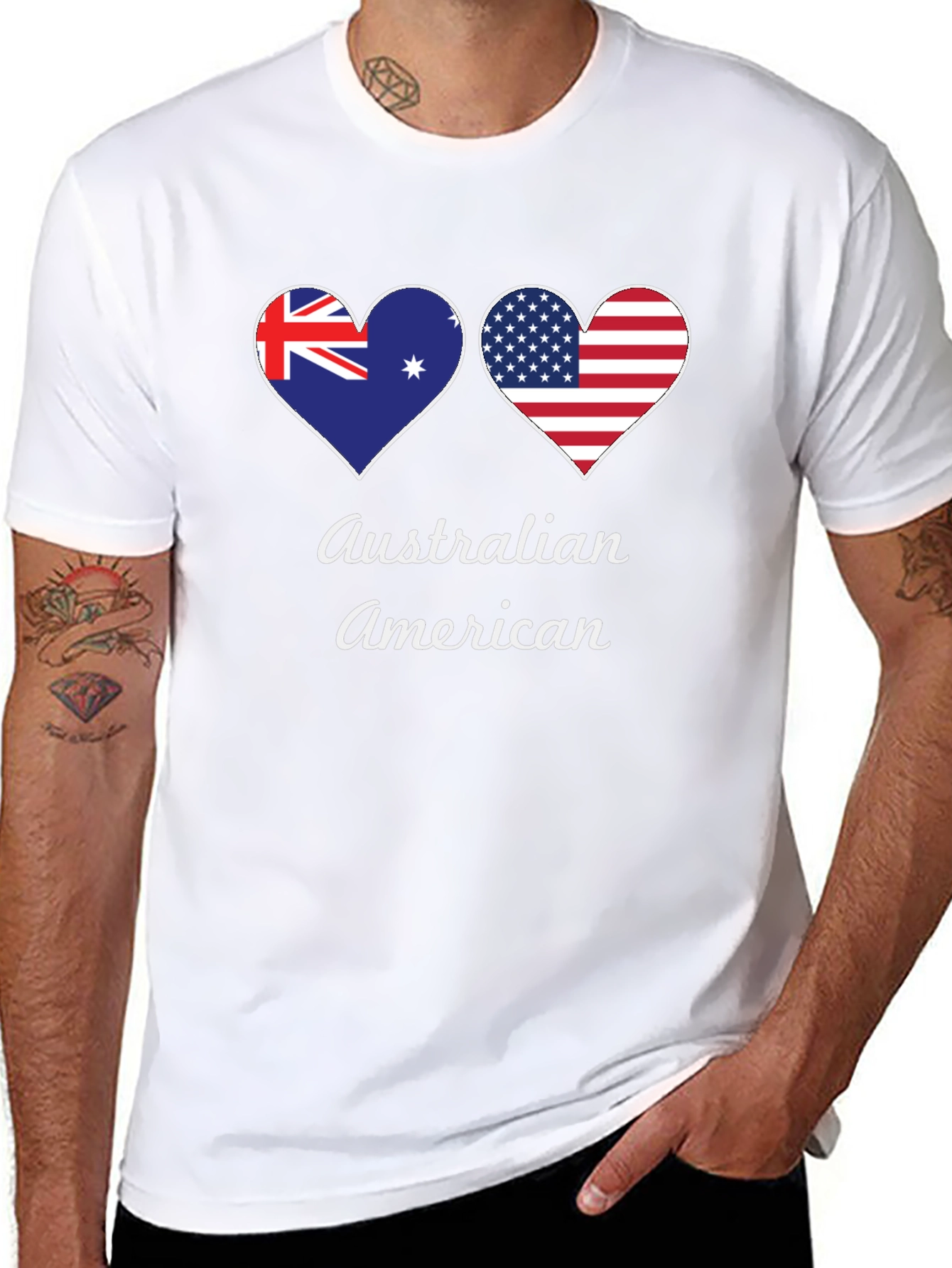 Camiseta Negra Corazón Australia-EEUU