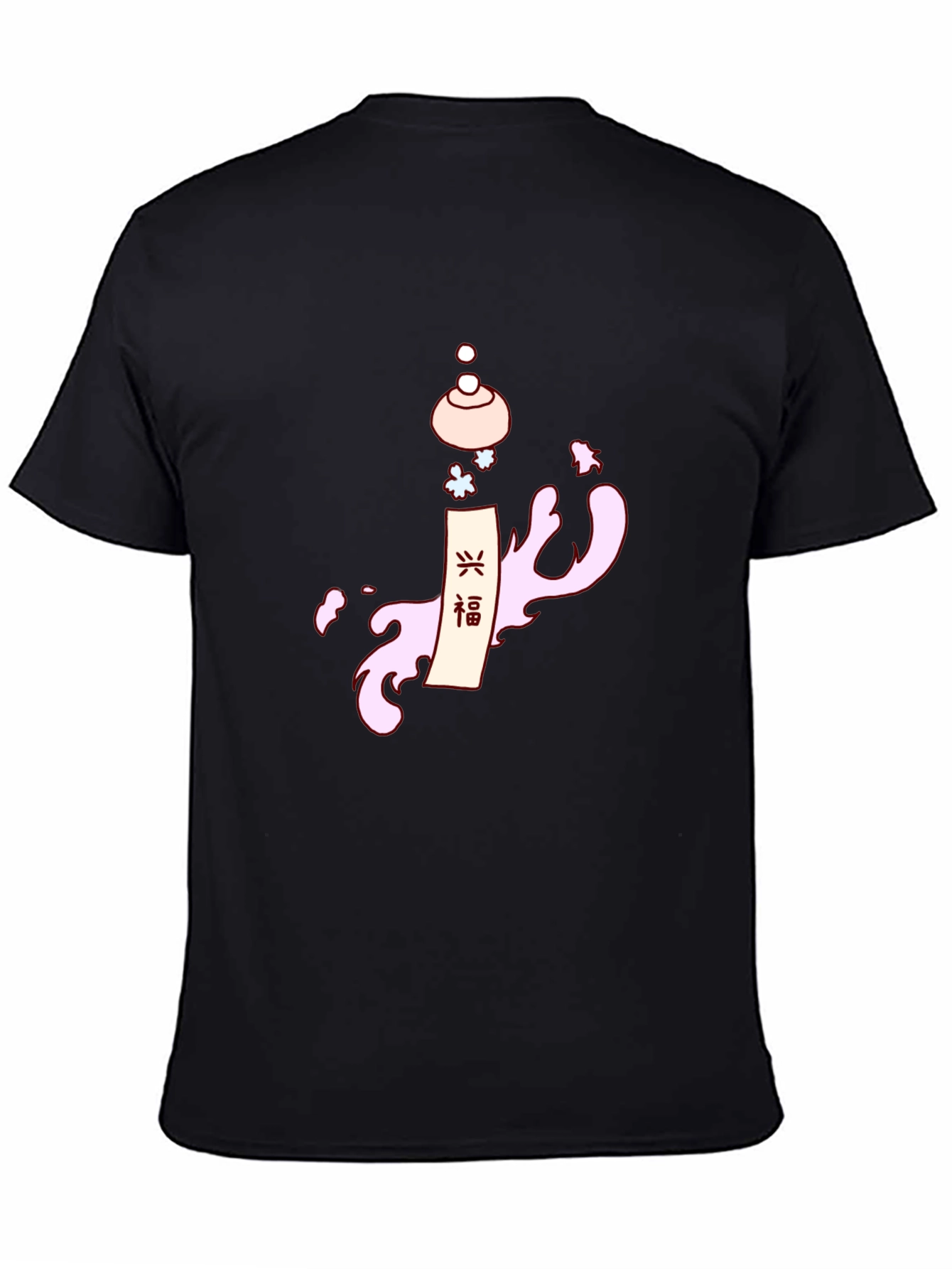 Camiseta Negra Estampado Oriental