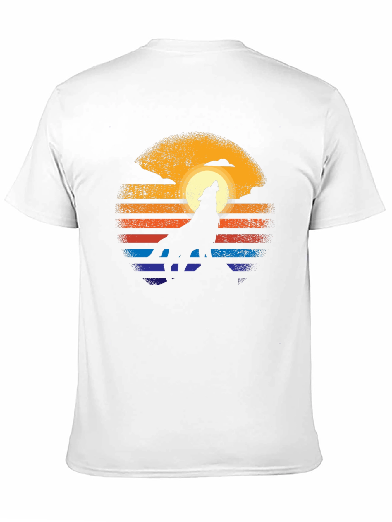 Camiseta Hombre Diseño Lobo Aullando al Sol