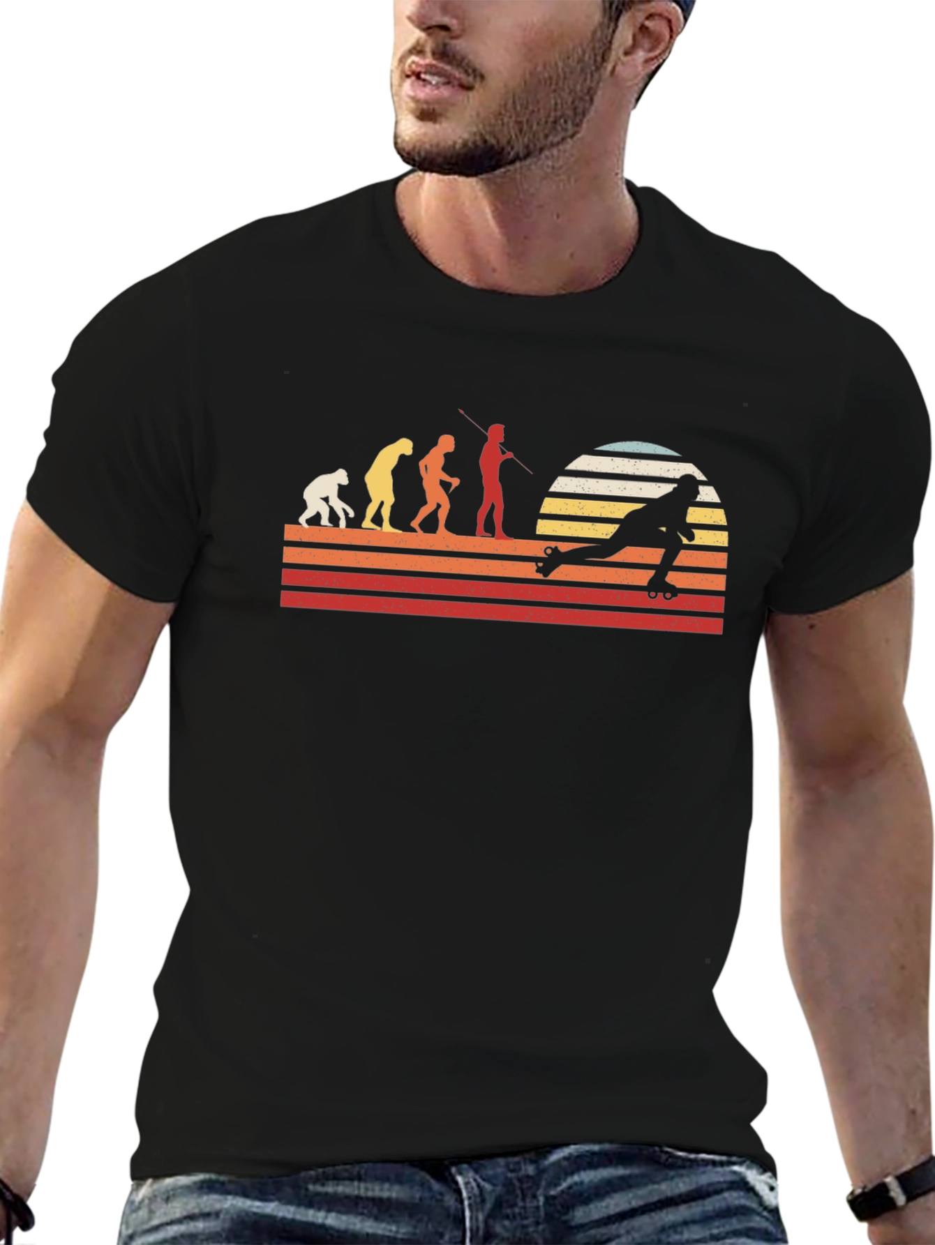 Camiseta Hombre Evolución Patinaje Retro