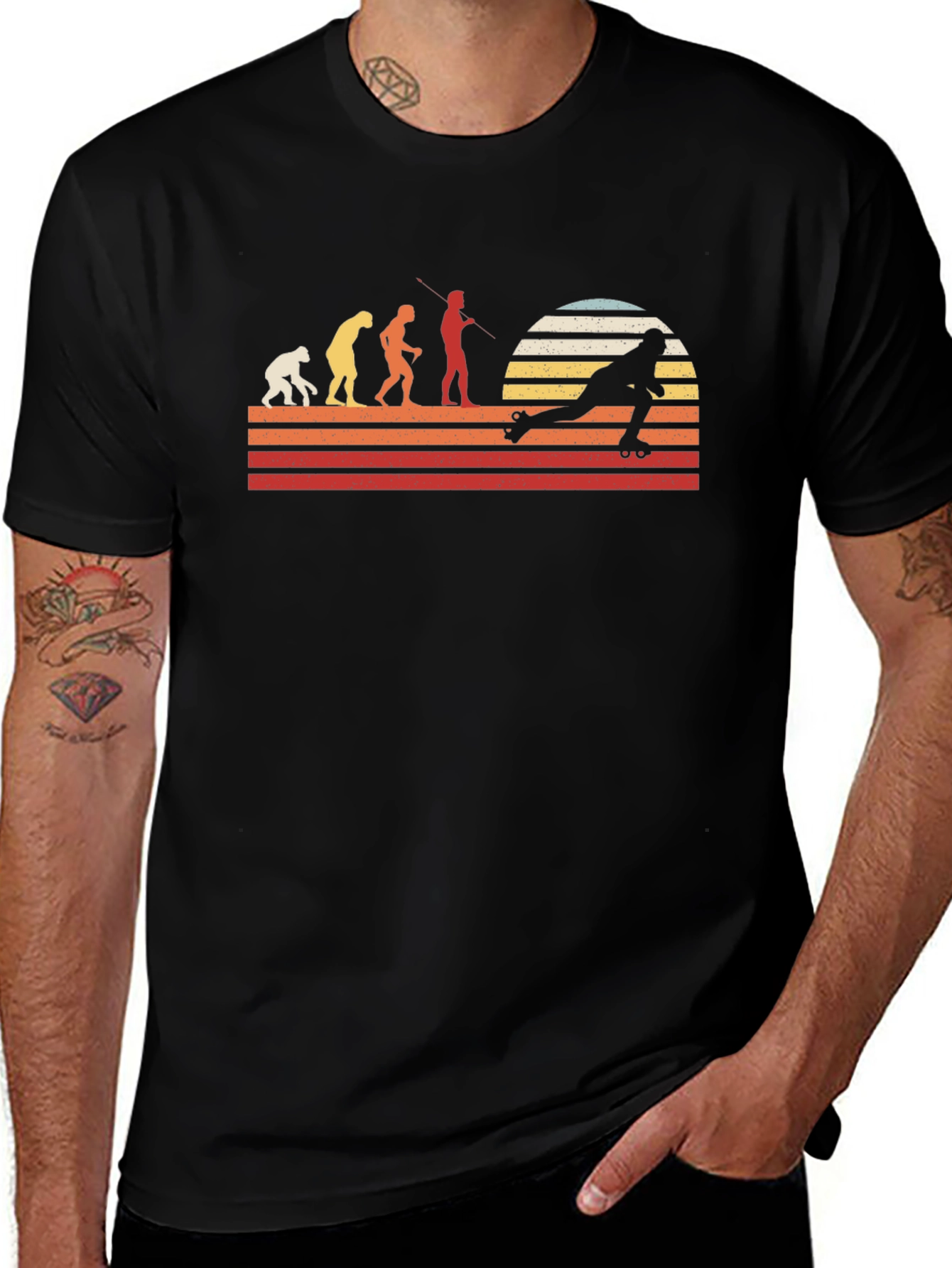 Camiseta Hombre Evolución Patinaje Retro