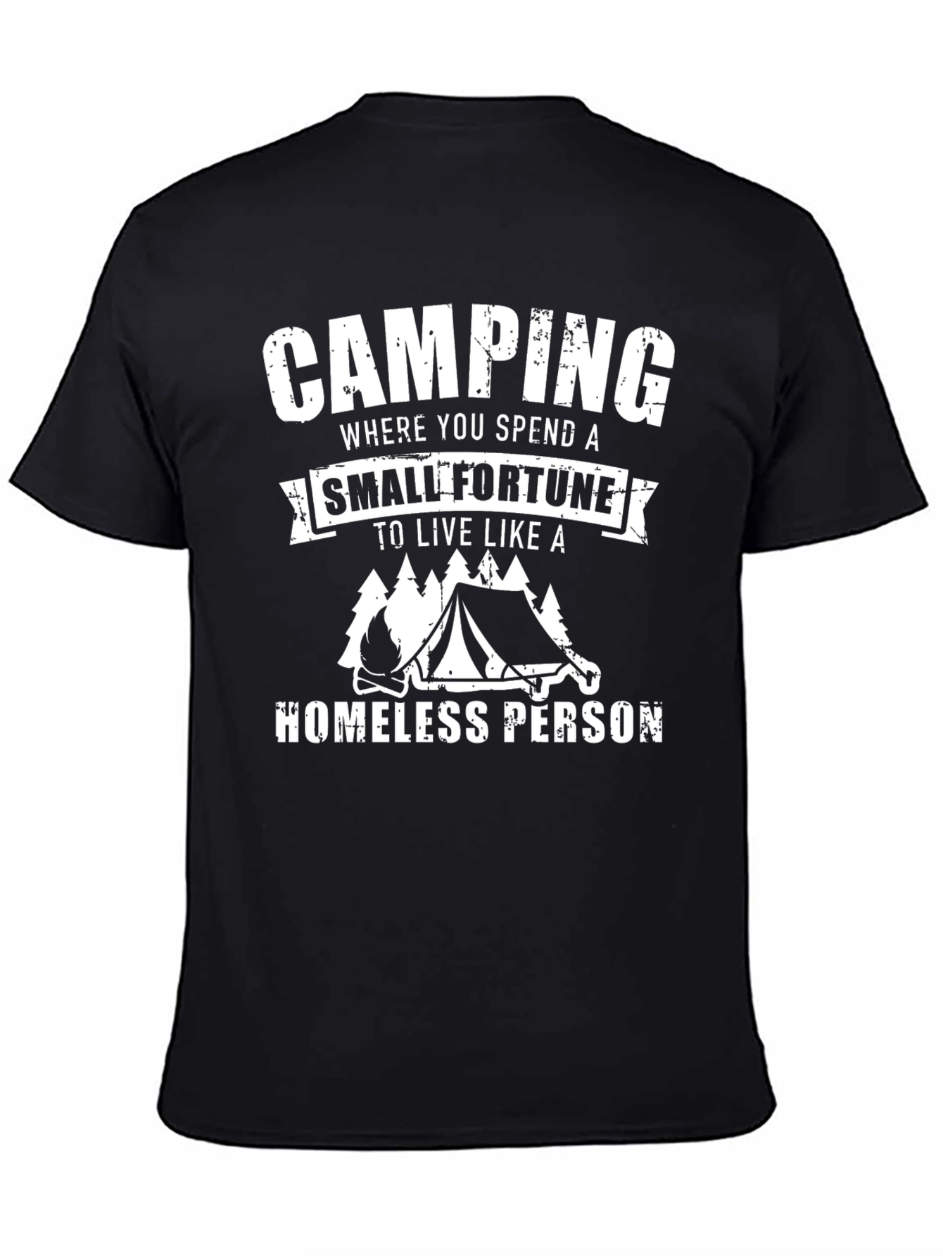 Camiseta Negra Estampada Camping