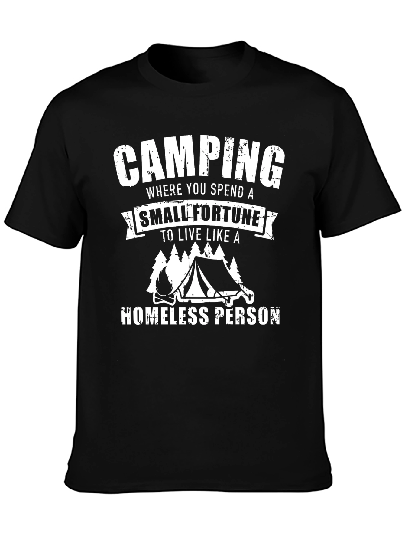 Camiseta Negra Estampada Camping