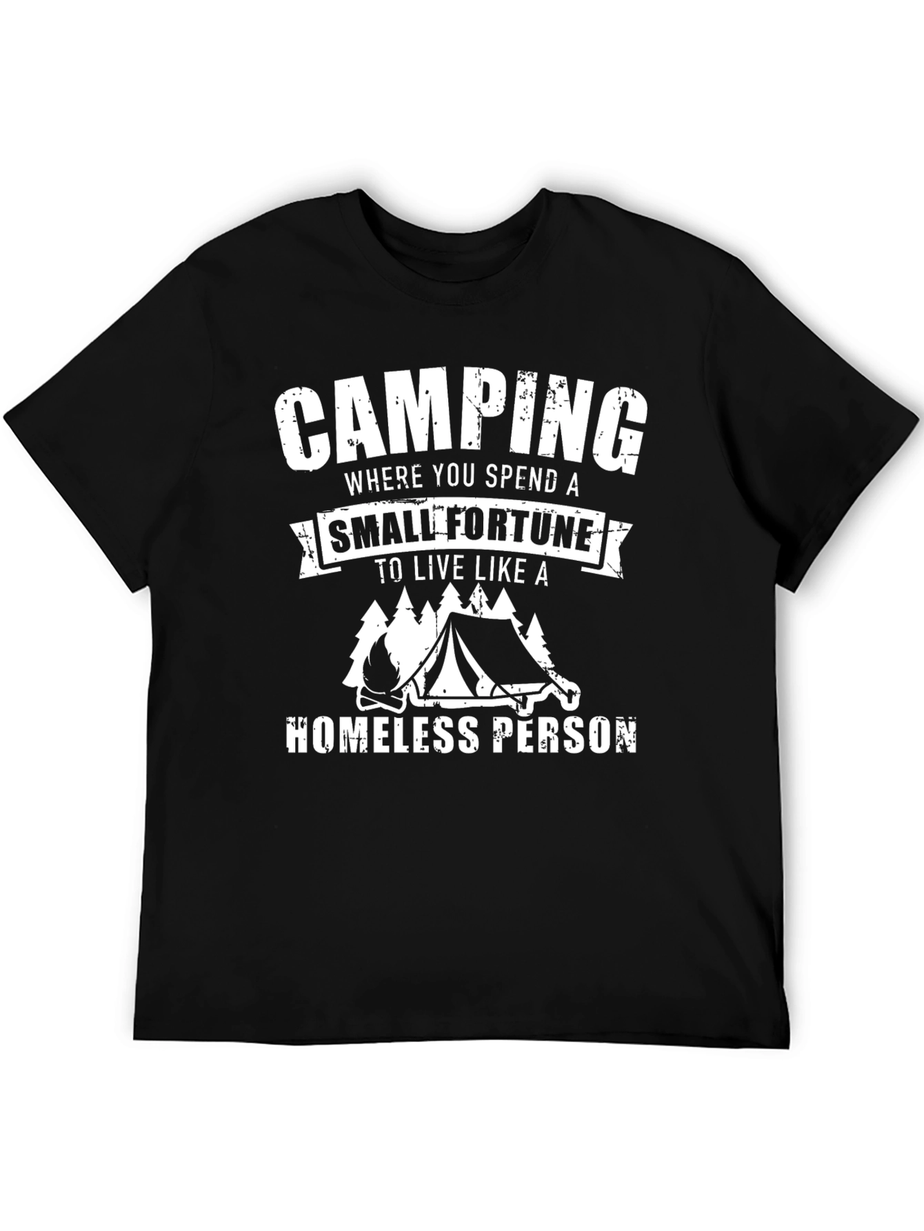Camiseta Negra Estampada Camping