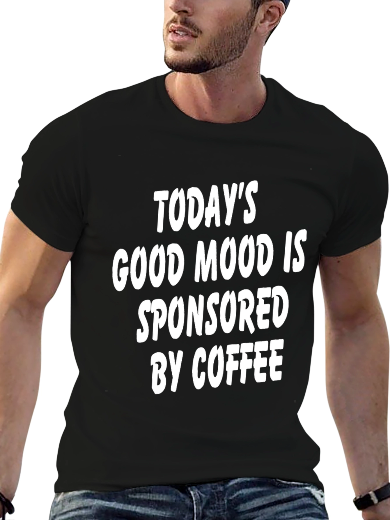 Camiseta Negra Buen Humor Patrocinado por Café