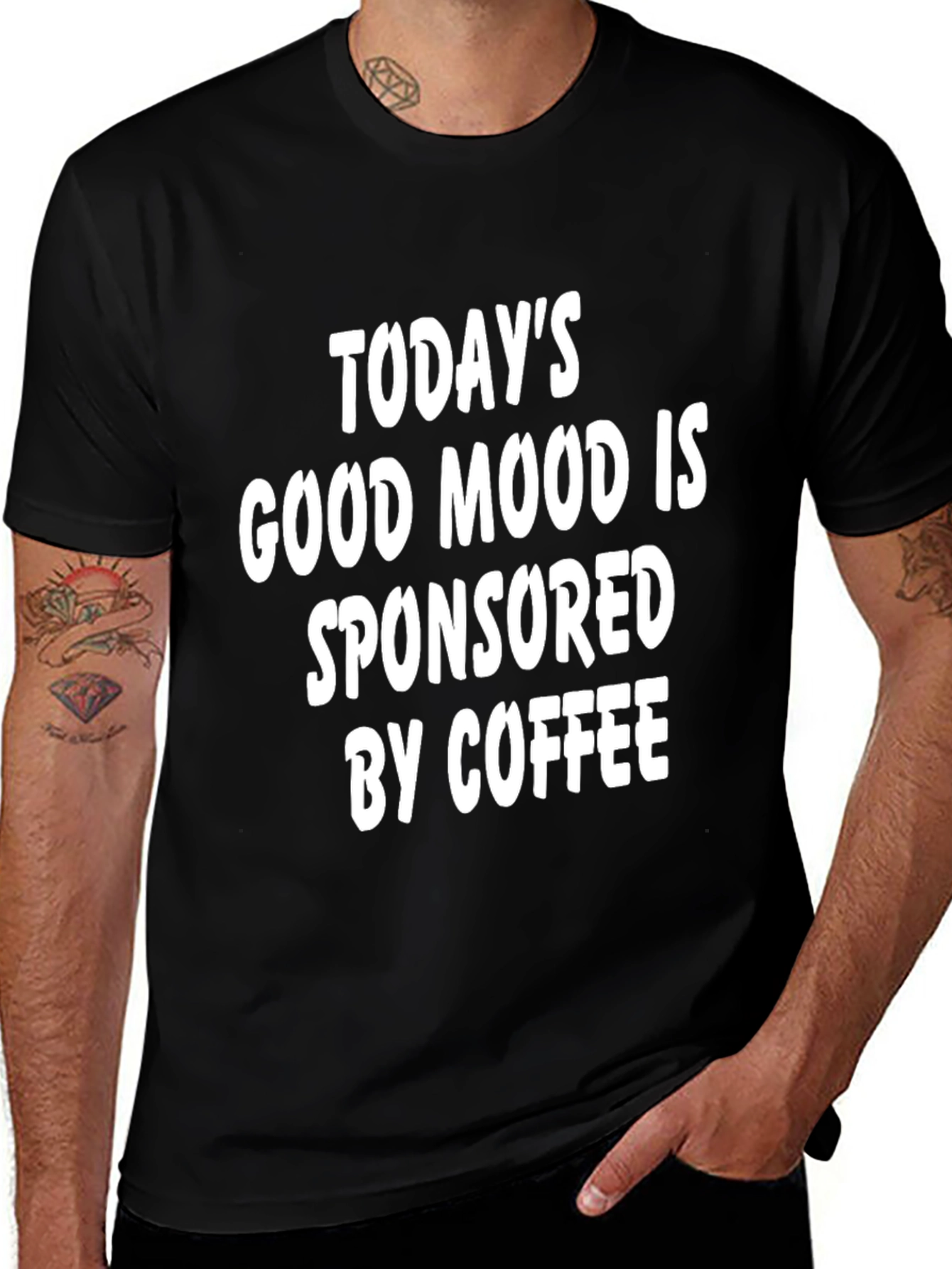 Camiseta Negra Buen Humor Patrocinado por Café