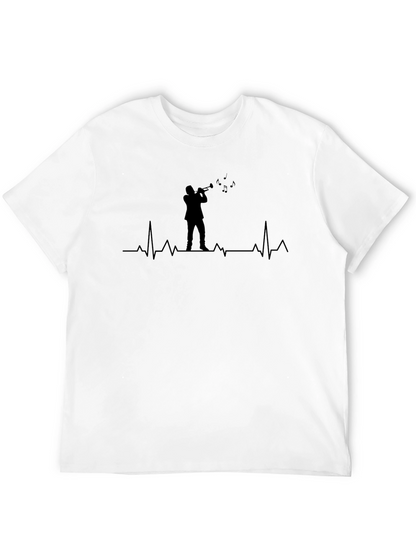 Camiseta Negra Trompetista con Ritmo Cardíaco