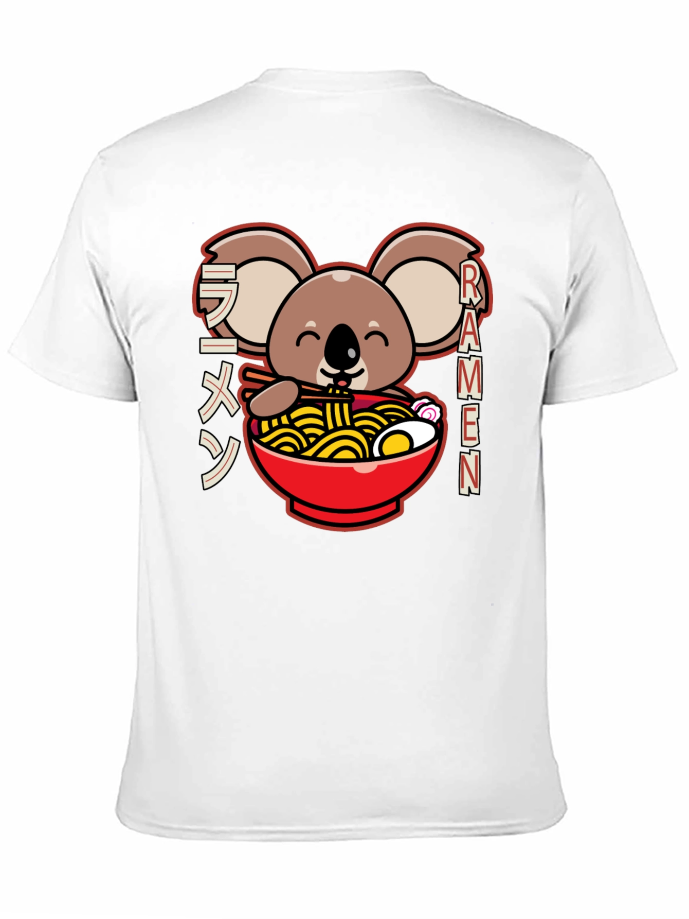 Camiseta Negra Koala Ramen - Estilo Japonés Kawaii