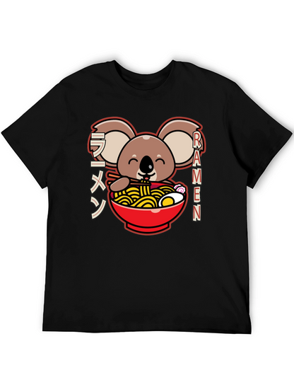 Camiseta Negra Koala Ramen - Estilo Japonés Kawaii