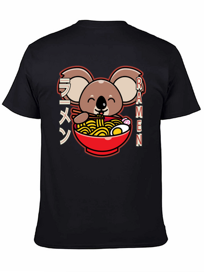 Camiseta Negra Koala Ramen - Estilo Japonés Kawaii