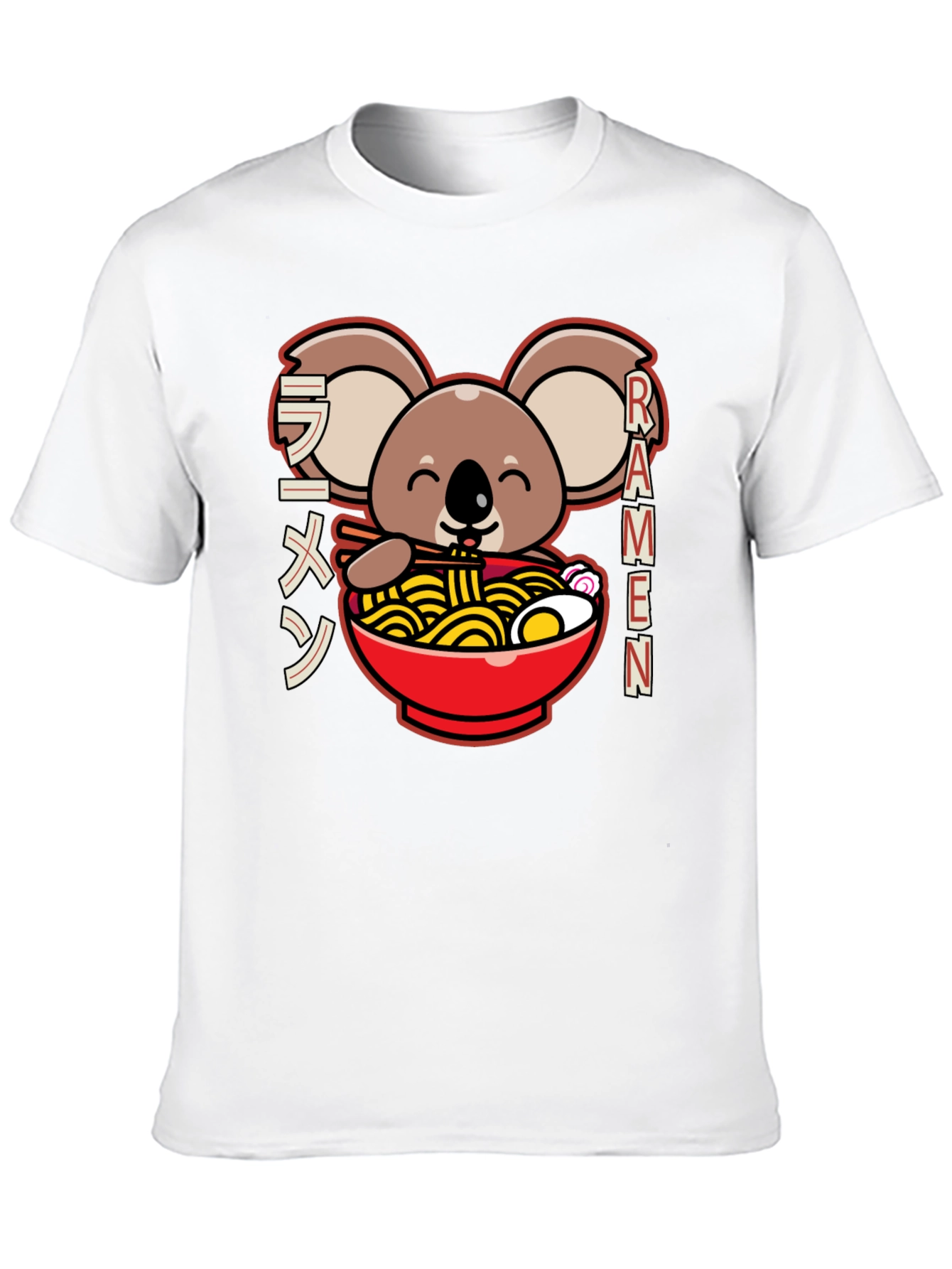 Camiseta Negra Koala Ramen - Estilo Japonés Kawaii