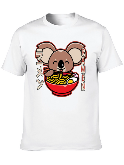 Camiseta Negra Koala Ramen - Estilo Japonés Kawaii