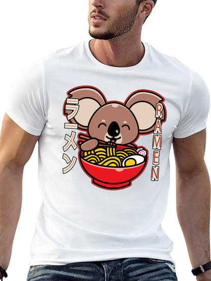 Camiseta Negra Koala Ramen - Estilo Japonés Kawaii