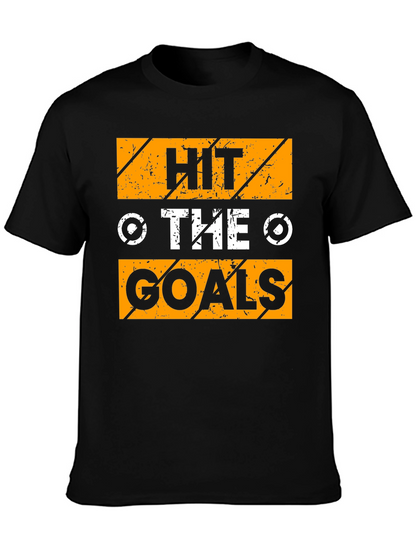 Camiseta Negra con Diseño Motivacional Hit The Goals