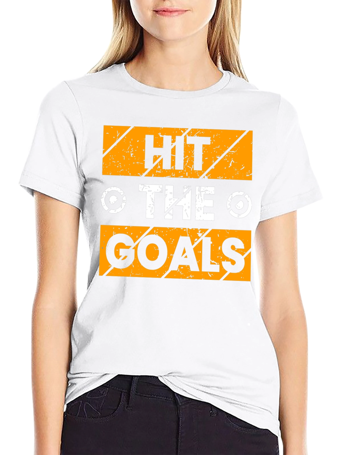 Camiseta Negra con Diseño Motivacional Hit The Goals