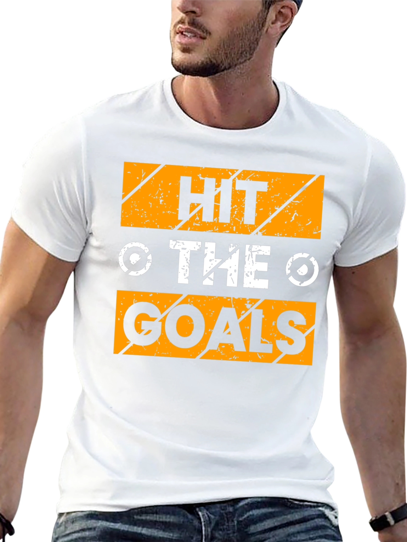 Camiseta Negra con Diseño Motivacional Hit The Goals