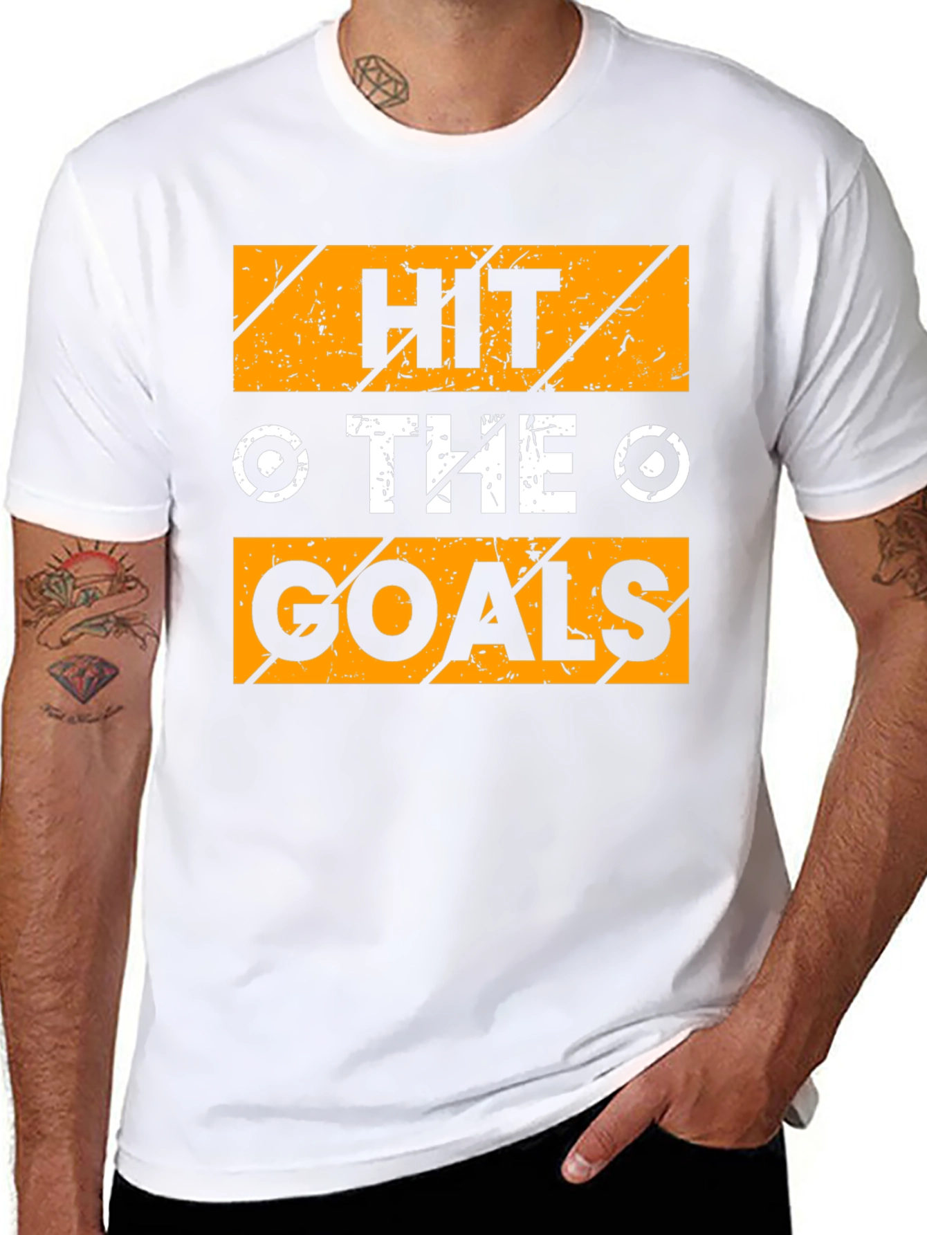Camiseta Negra con Diseño Motivacional Hit The Goals