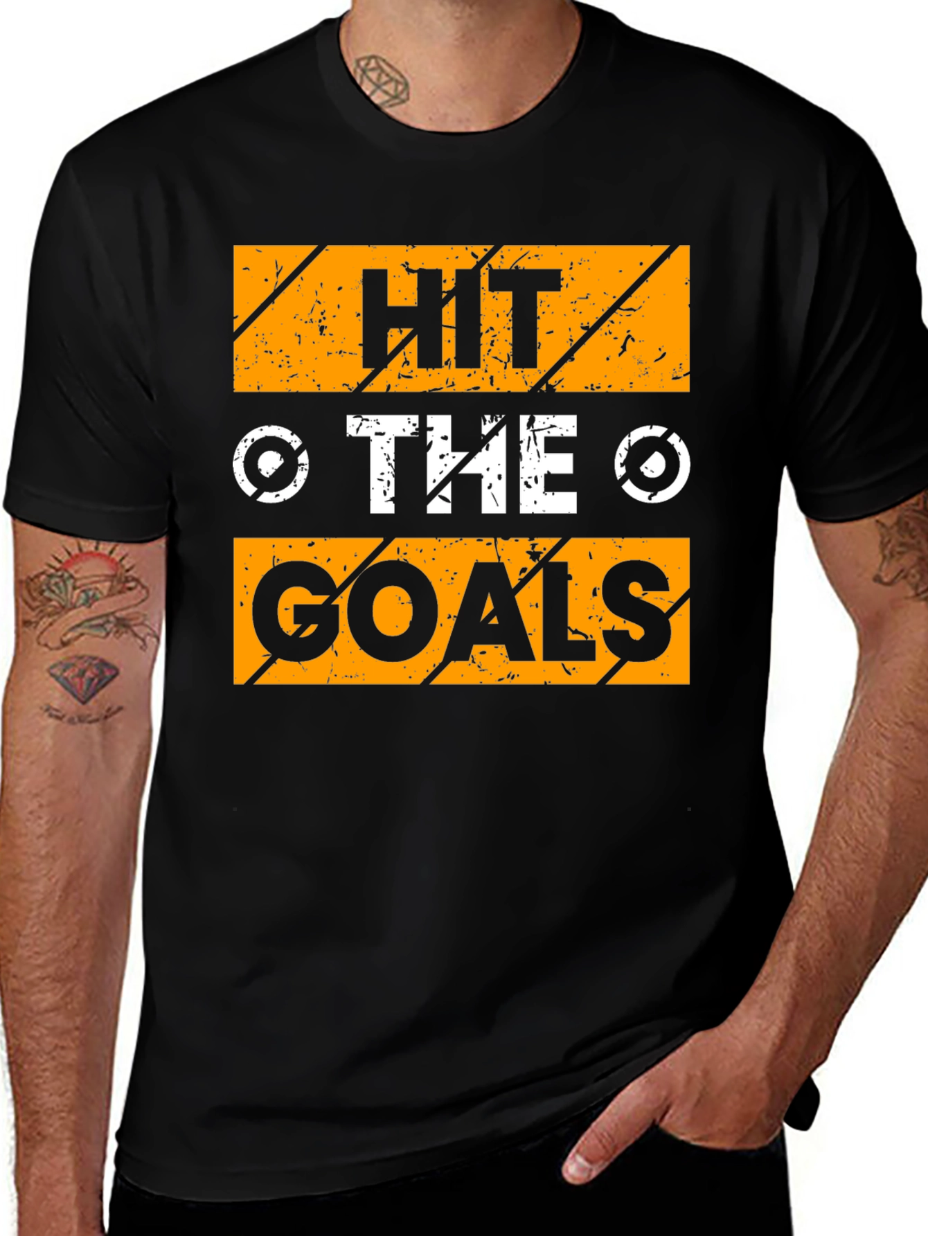 Camiseta Negra con Diseño Motivacional Hit The Goals