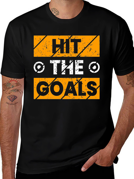 Camiseta Negra con Diseño Motivacional Hit The Goals