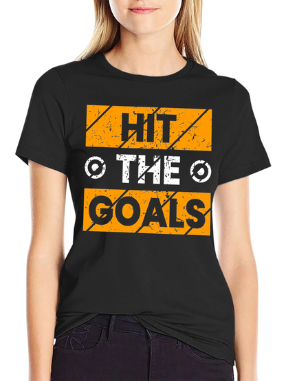 Camiseta Negra con Diseño Motivacional Hit The Goals