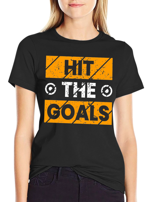 Camiseta Negra con Diseño Motivacional Hit The Goals