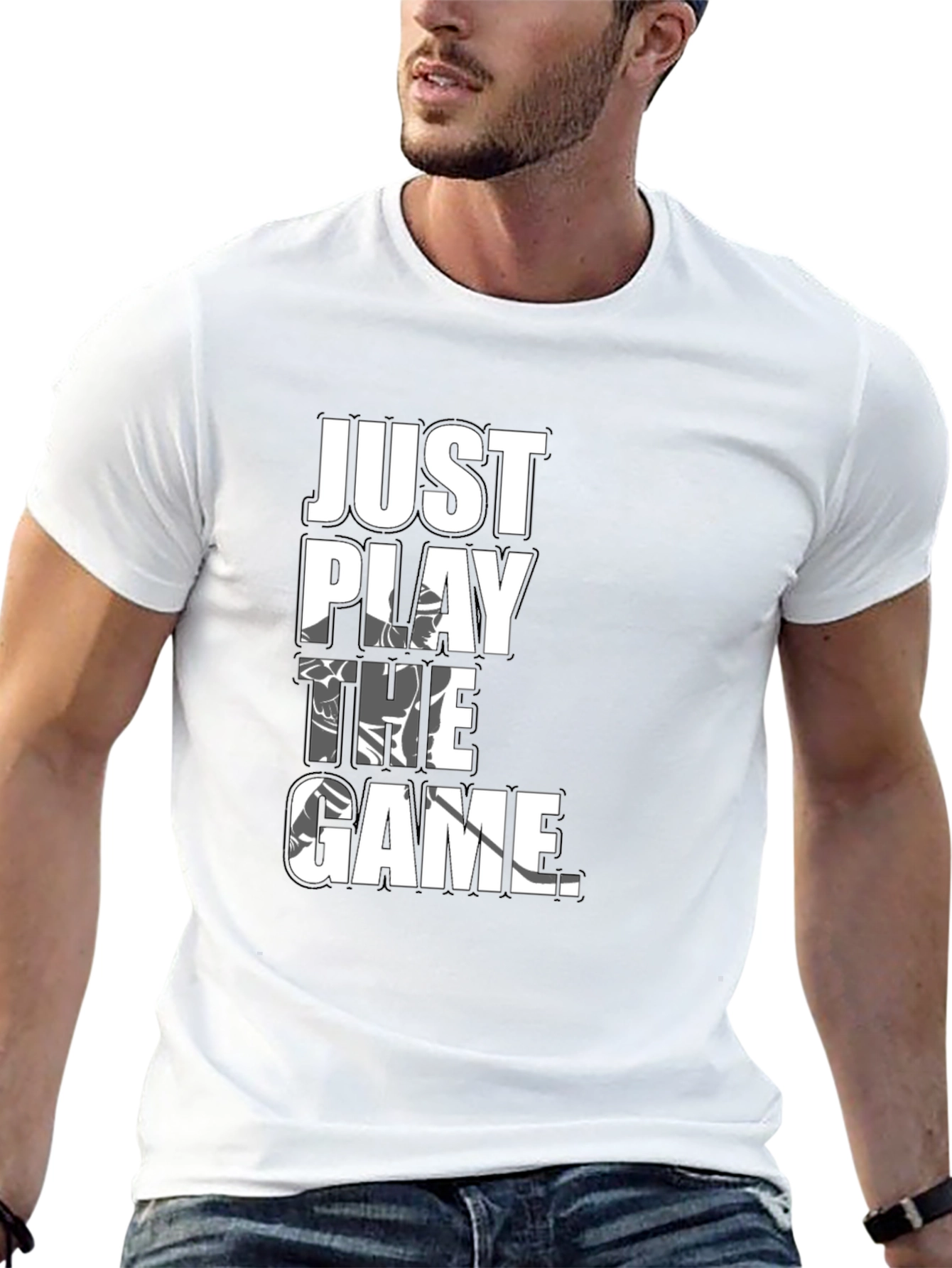 Camiseta Negra con Diseño Just Play The Game