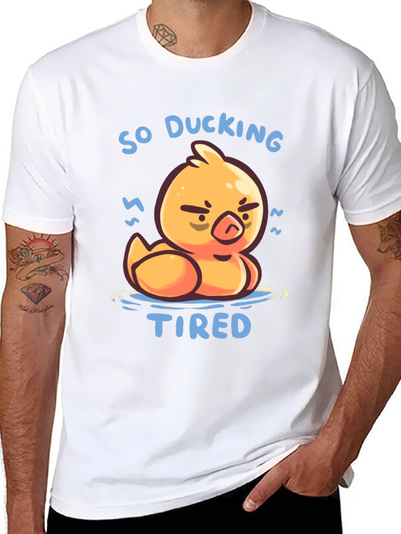 Camiseta Negra So Ducking Tired Pato Cansado