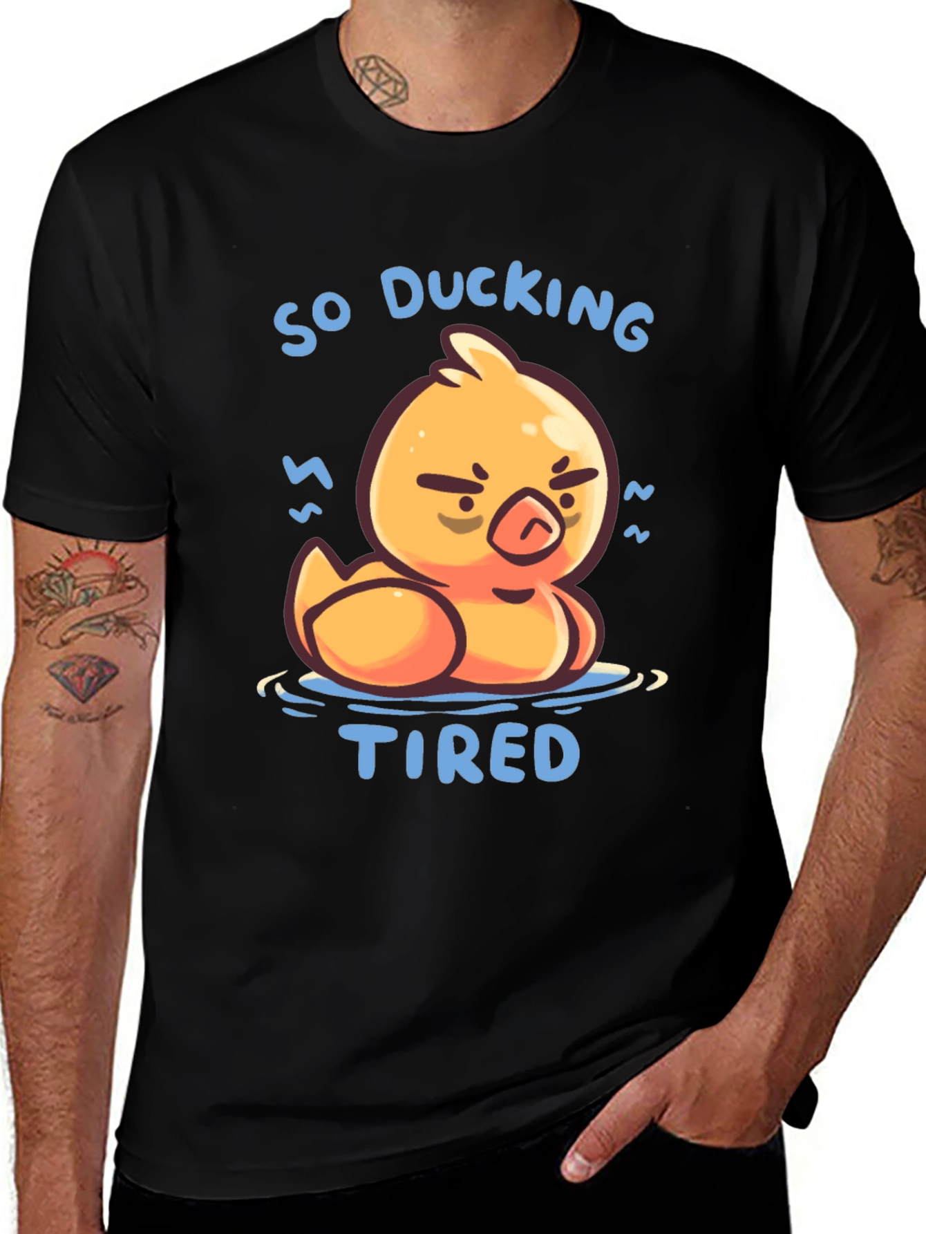 Camiseta Negra So Ducking Tired Pato Cansado