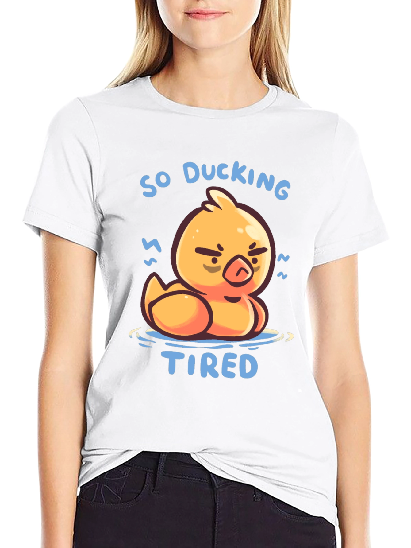 Camiseta Negra So Ducking Tired Pato Cansado