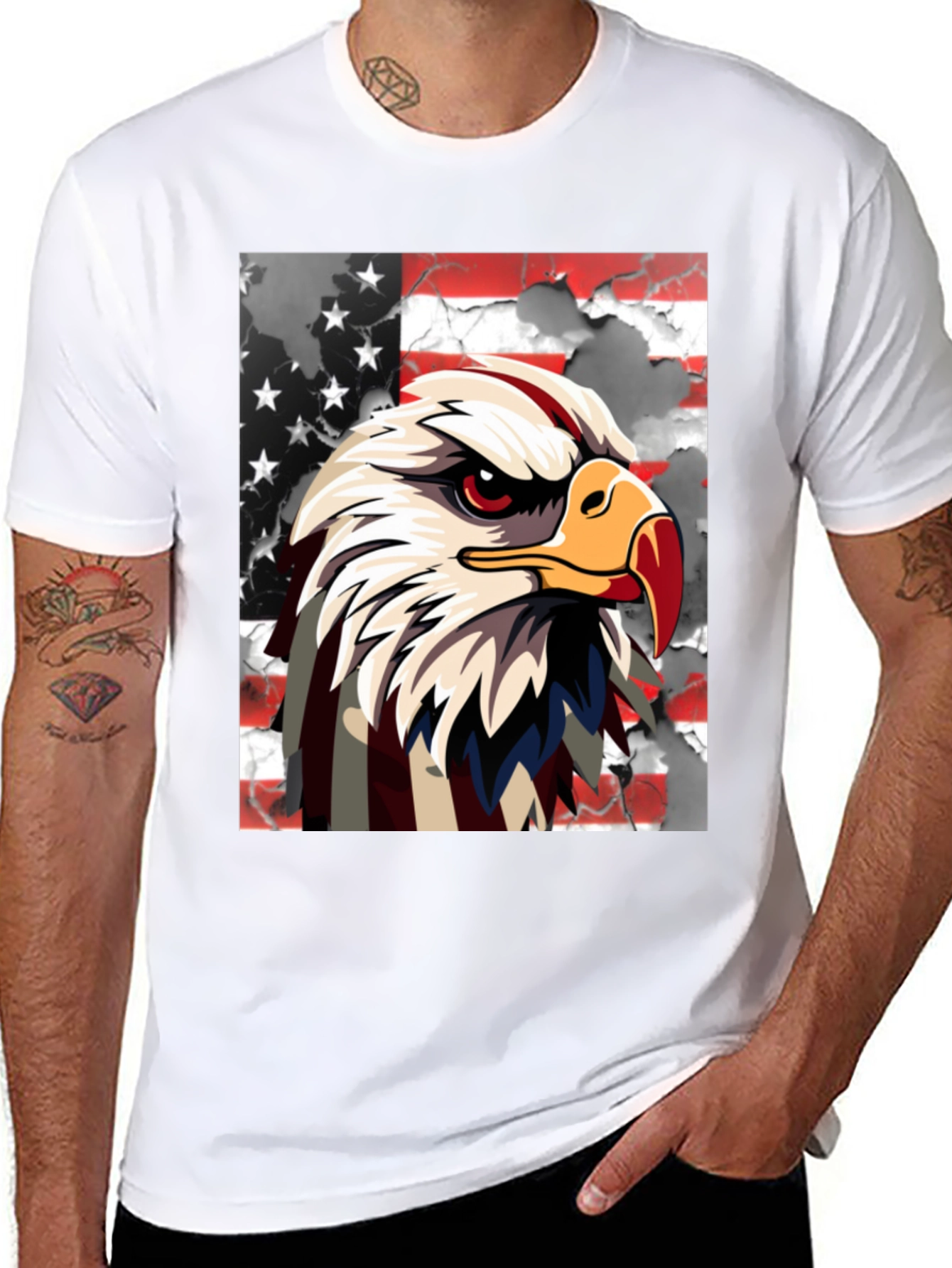 Camiseta Negra con Águila Americana