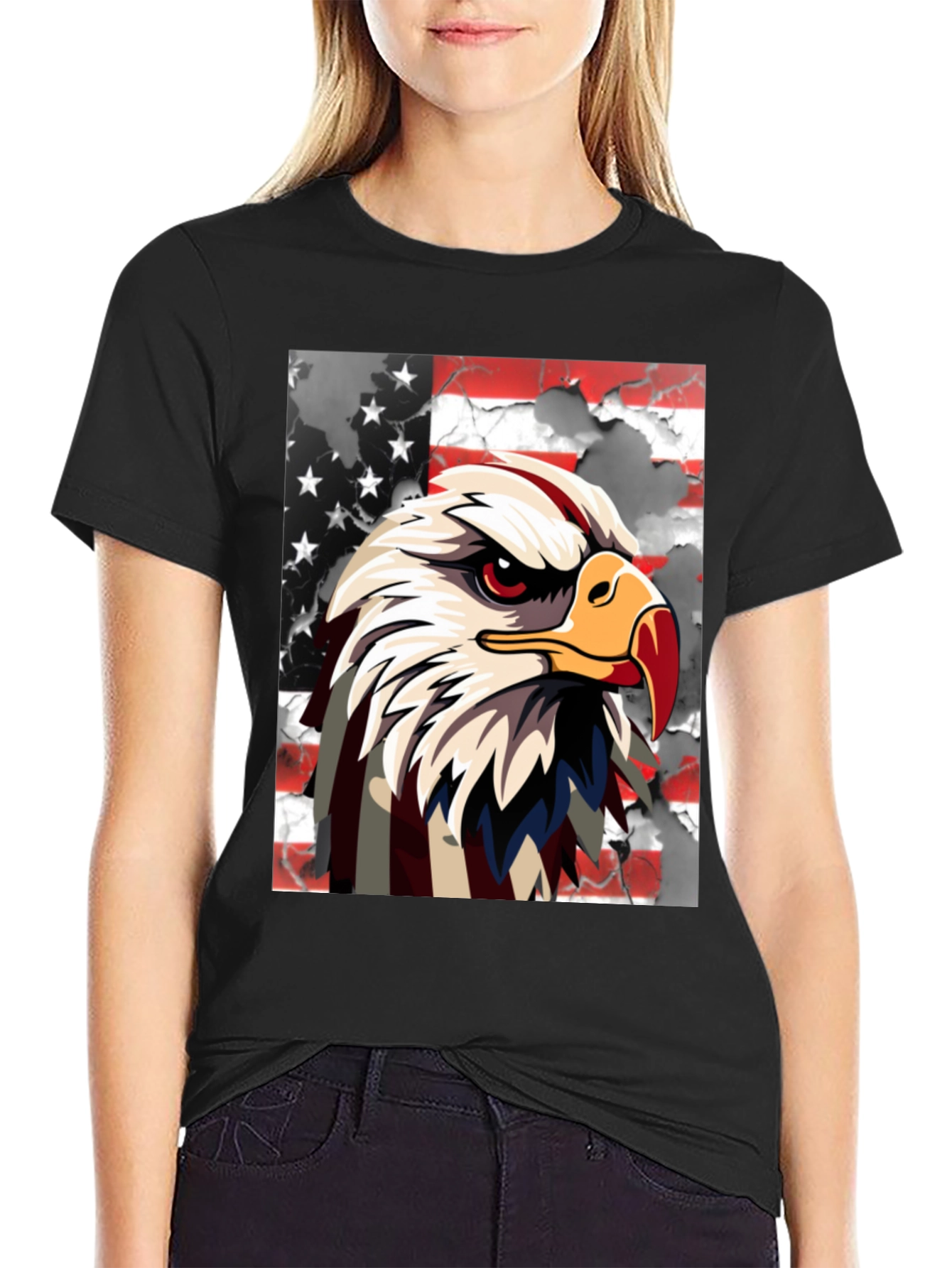 Camiseta Negra con Águila Americana